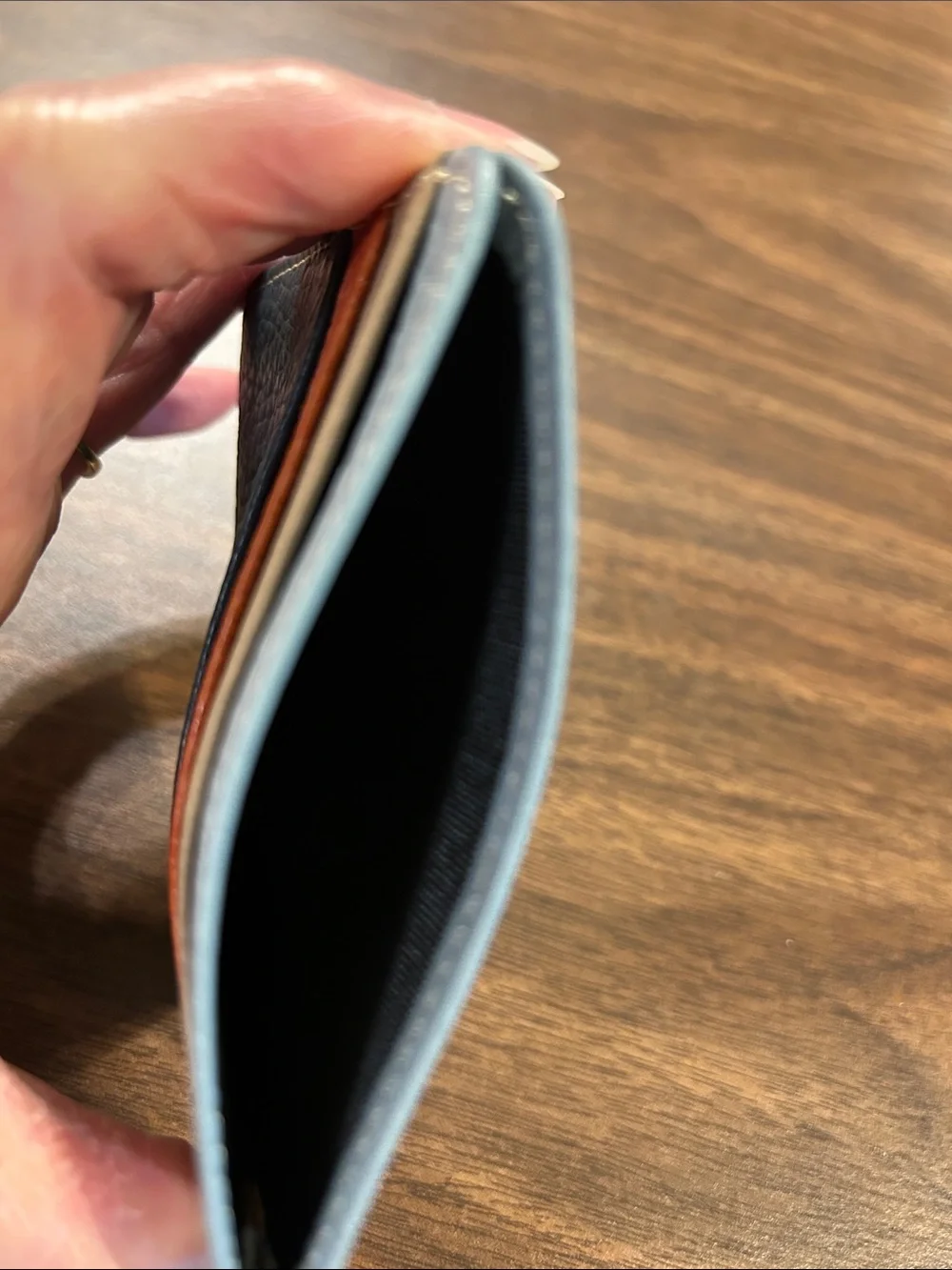 Leather Card Holder Slim Wallet - Navy, Orange, Tan, Light Gray